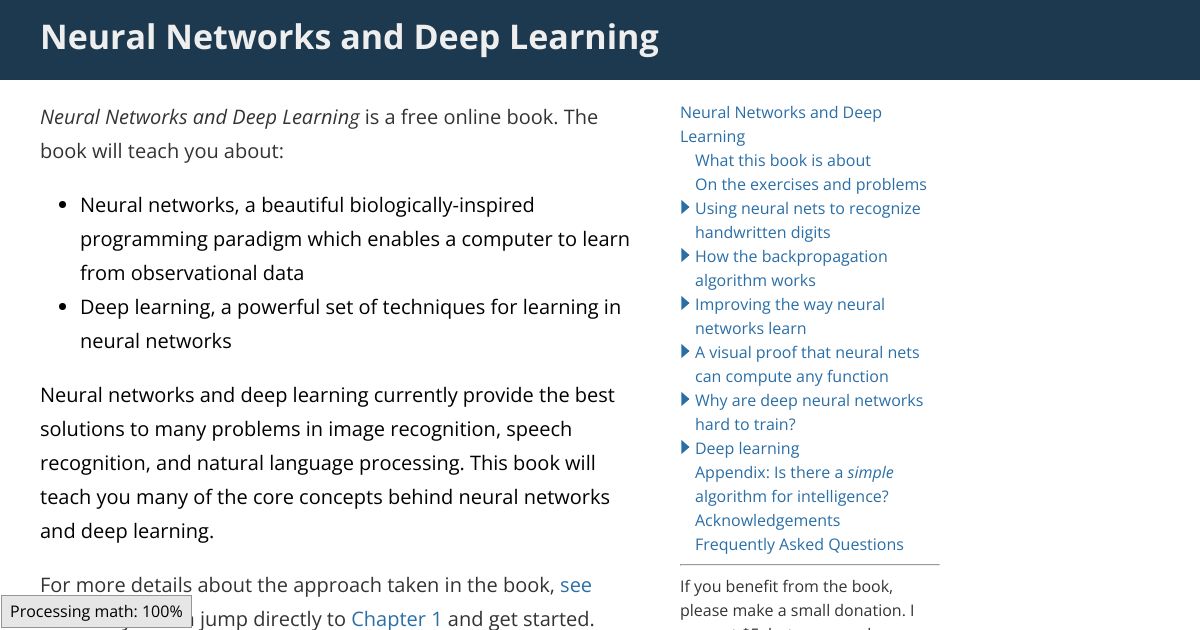 Neural Networks and Deep Learning Book cover image